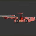 Red Engineering Vehicle With Long Mechanical Arm Cab And Large Tires 3d model