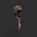 Unique Skull Shaped Hat Featuring Mechanical Elements And Spiral Cord Design 3d model