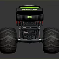 Red And Black Monster Truck With Scorpion Graphic Sting And Large Tires