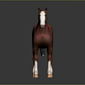 Red Horse 3D Model With White Face And Legs Standing On Dark Background
