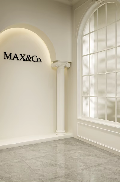 Light Colored Sofa Background Wall With Column And Large Window 3d model