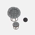 Black Padded Leather Leisure Chair With Rattan Frame And Matching Ottoman For Comfortable Seating