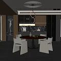 Modern Restaurant Interior With Round Dining Table White Chairs Chandelier And Marble Accents