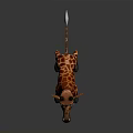 3D Giraffe Character With Brown Spots Long Neck Standing On Gray Background 3d model