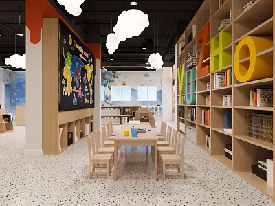 Modern Kindergarten Children's Growth Reading Center 3d model