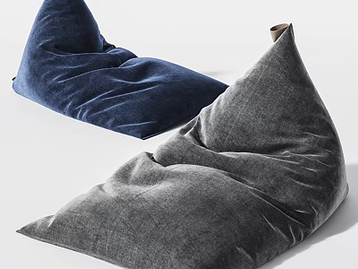 Modern Comfortable Velvet Bean Bag Chair in Navy Blue and Gray 3d model