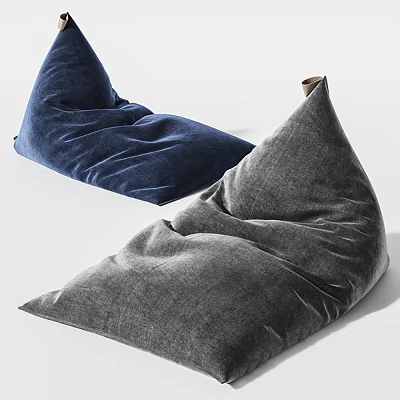 Modern Comfortable Velvet Bean Bag Chair in Navy Blue and Gray 3d model