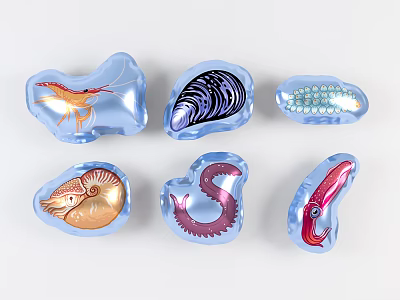 Blue Inflatable Marine Animal Models With Shrimp Shell Squid Nautilus Octopus Shapes 3d model
