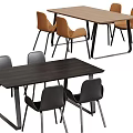 Modern Table and Chair Set with Dark Light Table Tops and Orange Black Chairs