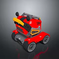 Red Toy Tank With Gray Yellow Accents Modern Detailed Design Sturdy Wheels Structure
