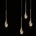 Illuminated Modern Pendant Lights With Golden Frame Transparent Glass And Crystal Accents