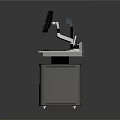 Modern Office Workstation Desk With Monitor Keyboard And Storage Cabinet Sleek Design For Productive Space