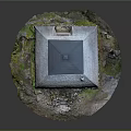 Traditional Stone Cottage Model With Slate Roof Blue Door Chimney And Greenery