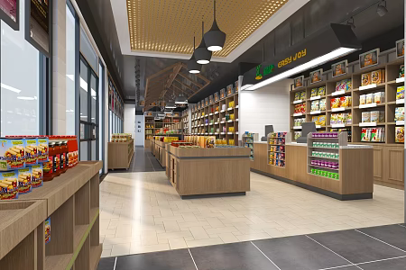Modern Wenchuang Store Wenchuang Supermarket Wenchuang Display Cabinet Wenchuang Commodity 3d model