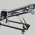 Industrial Mobile Conveyor Belt Equipment With Blue Conveyor Surface And Control Panel On Rolling Casters