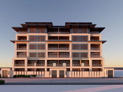 Modern Apartment Building Exterior Design With Multiple Floors Balconies And Large Windows 3d model