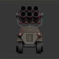 Tan Military Tank With Multiple Rocket Launchers Tracks And Wheels 3D Model Design