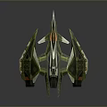 Green Sci Fi Spaceship With Multiple Wings And Complex Cosmic Design 3d model