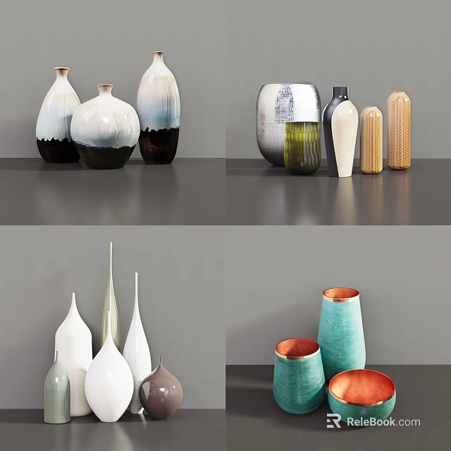 Unique Ceramic Vessels With Diverse Shapes Vibrant Glazes And Artistic Styles For Home Decor 3d model 