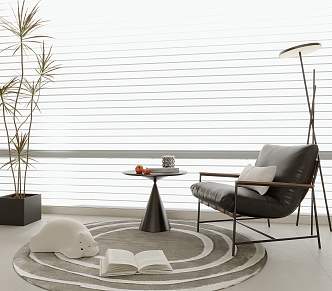 Modern Leisure Chair Single Sofa Side Corner Venetian Blinds 3d model