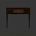 Dark Wooden Classic Desk With Single Drawer And Carved Legs Design