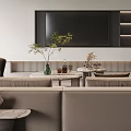 Modern Living Room Interior Design With Beige Sofa Coffee Table TV And Shelves