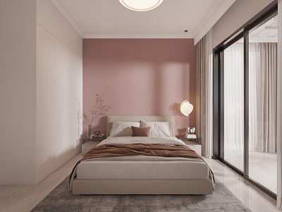 Modern Bedroom Girls Room Pink Ceiling Lamp Chandelier Simple Wardrobe Cream 3d model