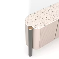 Contemporary Light Pink Sideboard With Striped Front Black Frame Black Legs And Golden Trim