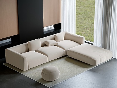 Italian-style multi-person sofa corner sofa tofu sofa stool model