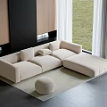 Italian-style multi-person sofa corner sofa tofu sofa stool 3d model