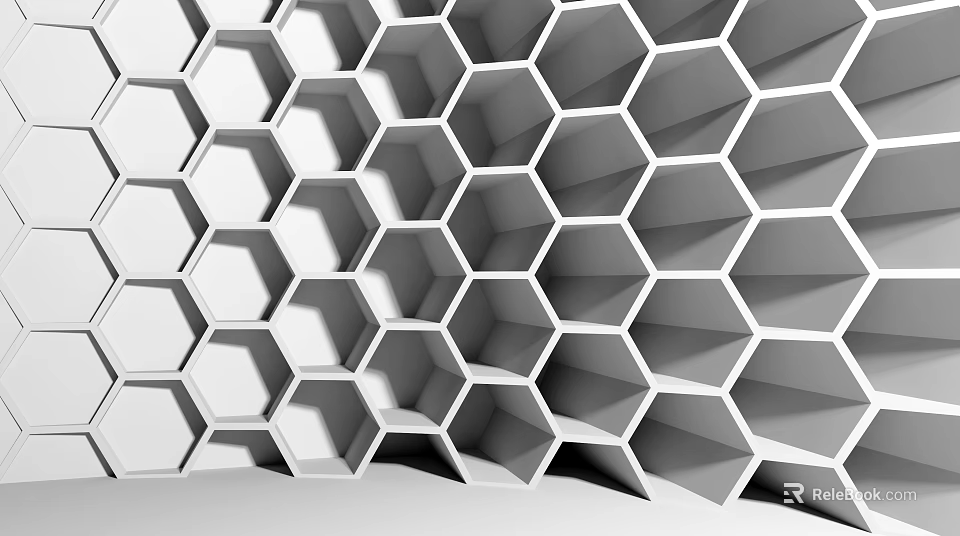 Modern 3D Hexagonal Wall Design With Black And White Geometric Patterns 3d model 