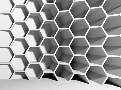 Modern 3D Hexagonal Wall Design With Black And White Geometric Patterns 3d model