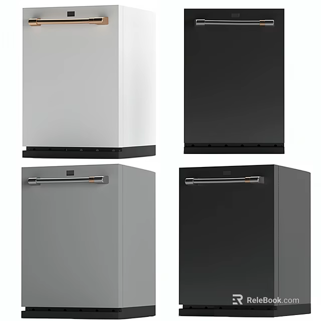 Sleek Modern Kitchen Appliances Featuring White Black And Gray Refrigerator Units 3d model 