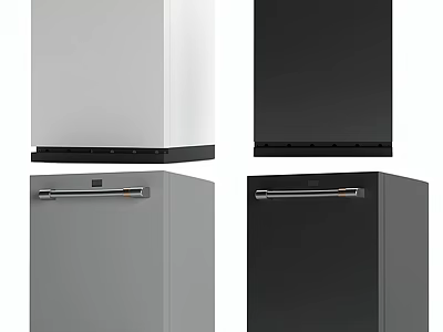 Sleek Modern Kitchen Appliances Featuring White Black And Gray Refrigerator Units 3d model