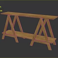 Wooden Furniture With A Frame Legs And Two Tier Shelves Simple Design