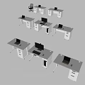 Modern White Office Desk With Laptop Drawers and CPU Storage Design