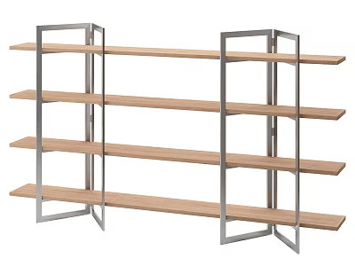 Modern Storage Shelf with Wooden Shelves and Metal Frame Multiple Tiers for Home Use 3d model
