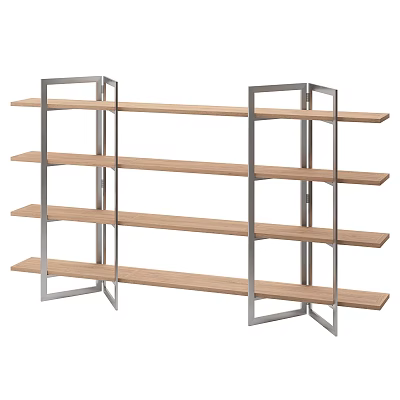Modern Storage Shelf with Wooden Shelves and Metal Frame Multiple Tiers for Home Use 3d model