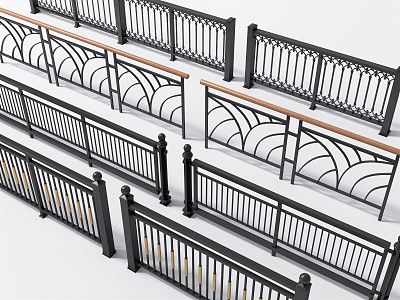 Modern guardrail wrought iron guardrail 3d model