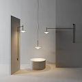 Modern Minimalist Lighting Combination With Pendant And Wall Lights In Gray Interior