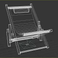 Wooden Folding Lounge Chair With Striped Fabric Cushion And Portable Design