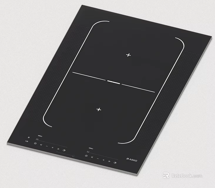 Black Induction Cooktop With Double Heating Zones And Control Panel For Modern Kitchen 3d model 