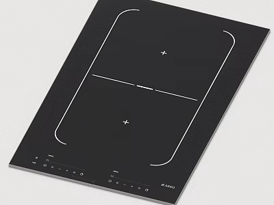Black Induction Cooktop With Double Heating Zones And Control Panel For Modern Kitchen 3d model