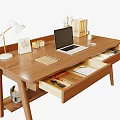 Modern Desk and Chair Table Lamp Books 3d model