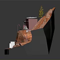 Red Rock Scenic Model With Small House Tree Figures And Cave