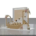 Luxury Sales Office Interior Design With Floral Decorations Staircase Gift Boxes And LOGO Display Area