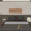 Modern Bedroom Interior Design With Upholstered Headboard Wooden Wall Art And Wall Lamps
