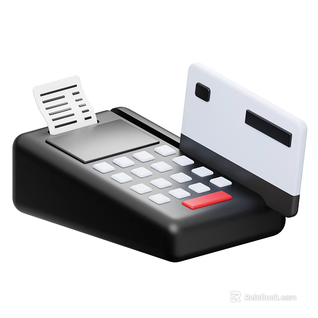 Practical Cash Register With Keyboard Receipt Paper And Display Screen For Daily Use 3d model 