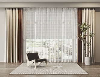 Modern Curtain Window Screen 3d model