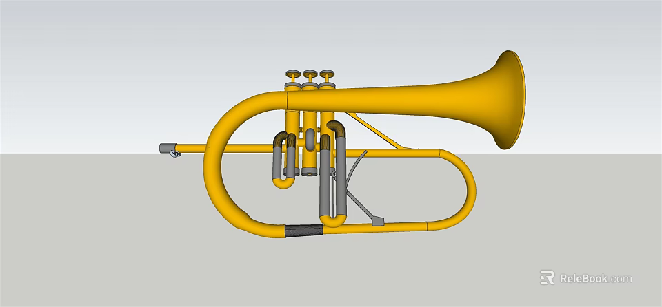Yellow Brass Trumpet Instrument With Classic Valve Structure And Shiny Surface Design 3d model 